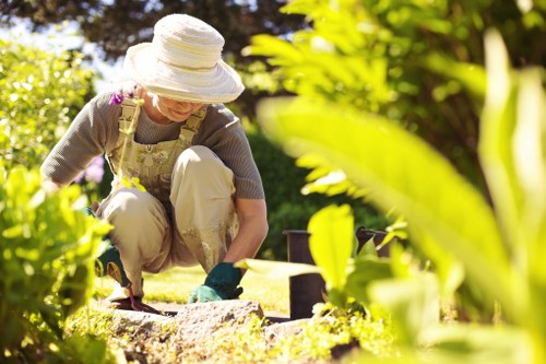Inspector reviewing garden maintenance records on site